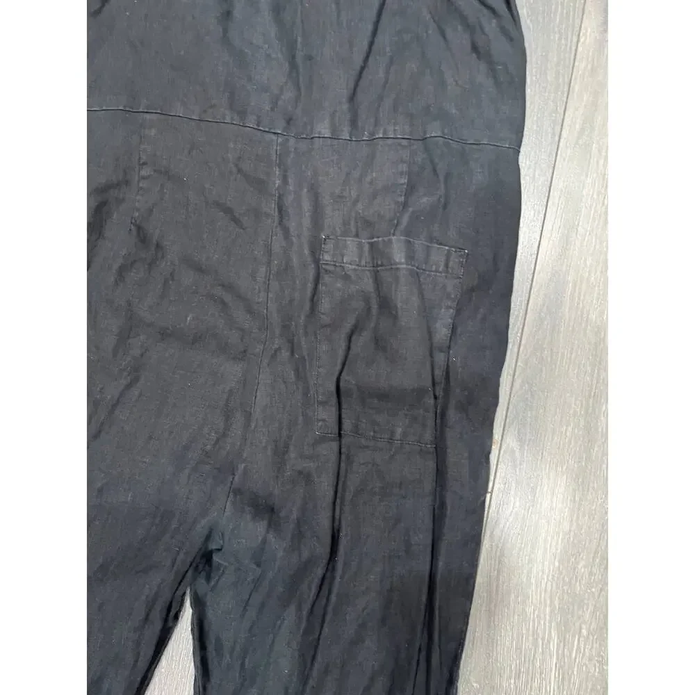 Everlane Women’s Black Linen Blend Overall Pants Romper Sz 4 A003253